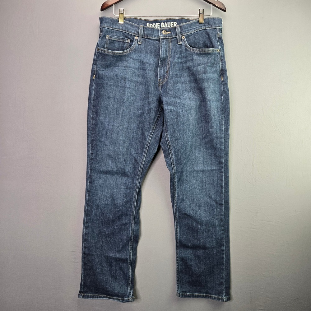 Eddie Bauer Jeans Mens 34x30 Straight Fit Blue Denim Dark Wash Classic Casual